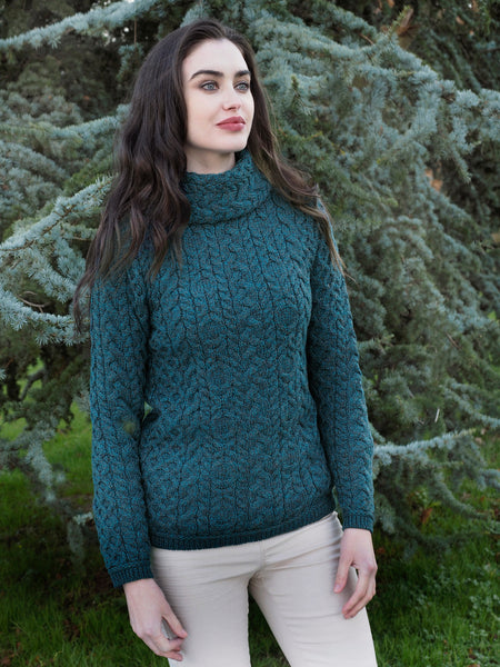 SUPER SOFT CABLE KNIT COWL NECK SWEATER