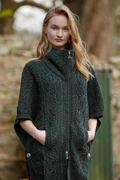ARAN BATWING JACKET WITH FUNNEL NECK