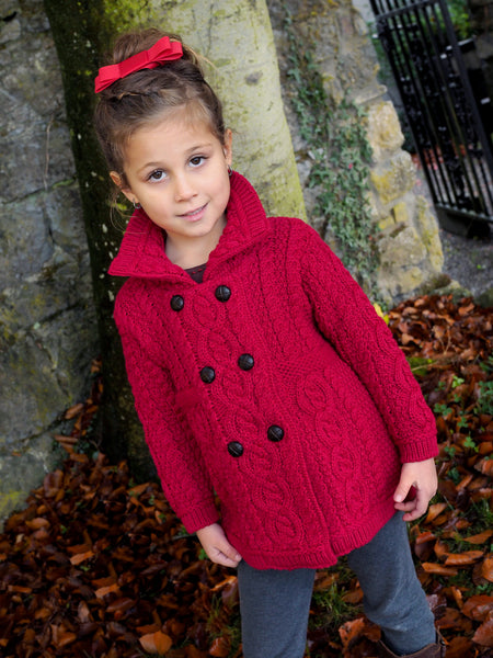 GIRLS DOUBLE BREASTED CABLE STITCH COAT