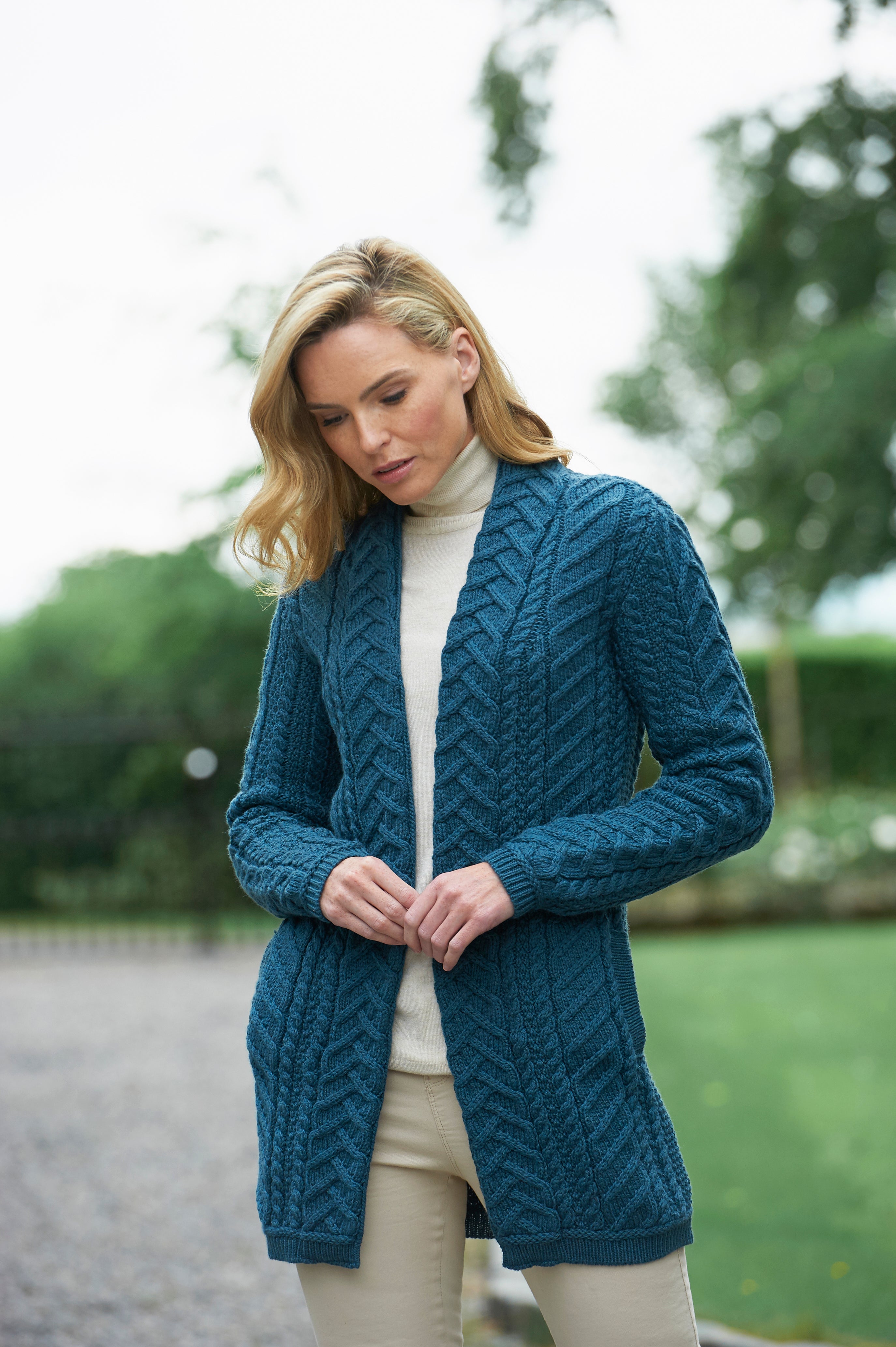 SUPER SOFT MERINO OPEN ARAN CABLE KNIT COAT The Irish Celtic